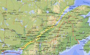 St. Lawrence River highlighted in yellow (Source: University of Guelph)