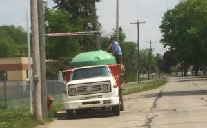 Rural Michigan resident fills a 1500 gallon water tank at a local municipal water works.